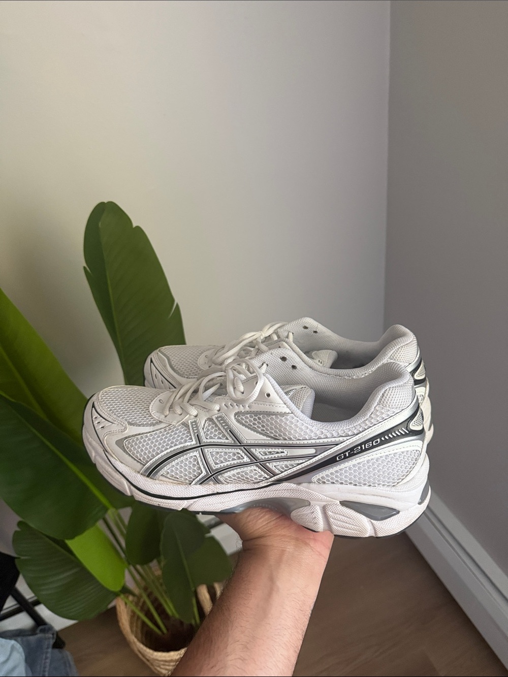 Asics White Athletic Running Shoes with Silver Accents